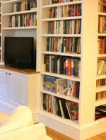 painted built-in bookcases