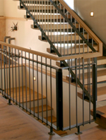 cantilevered steel staircase and handrails