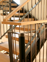 cantilevered steel staircase and railings