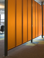 steel walls with perforated steel and acrylic panels