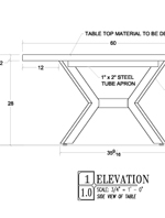 drawing of mahogany slab dining table